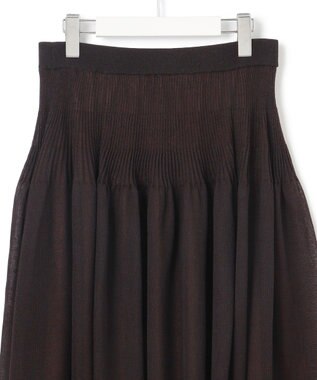 23区 L 【洗える】シャイニーシアーニット フレア スカート ダークブラウン系