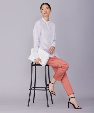 ICB L 【洗える】 リヨセルローン ブザムシャツ オフホワイト×ブラック系