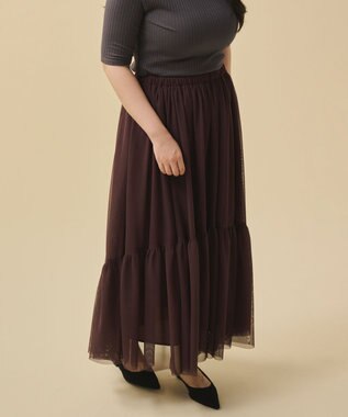 uncrave 【洗濯機洗い可】カクテルチュール スカート（uncrave STANDARD） バーガンディー