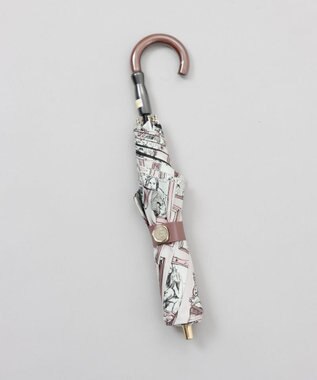 AURORA 【 Beaurance （ビューランス）】プリント額縁柄晴雨兼用傘（折りたたみ傘） ペールピンク