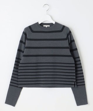 自由区 【スタイリストコラボ・洗える】ウールミラノボーダー ニット チャコール×ネイビー