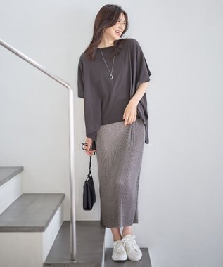 ANY L 【ウエストゴム】プリーツアイラインスカート グレー