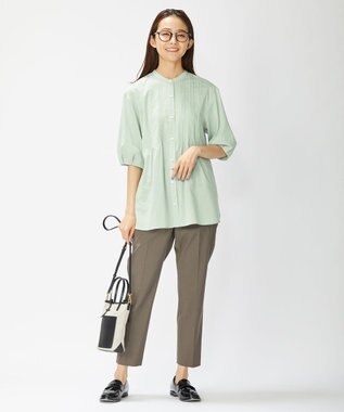 J.PRESS LADIES 【洗える・撥水・防汚】コットンFITTYシャーク テーパード パンツ ブラウン系