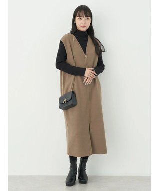 earth music&ecology 圧縮ニットＺＩＰジャンスカ Mocha