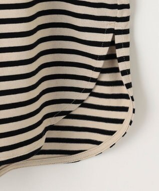 ANY リブポイントテールＴシャツ ベージュ×ブラック