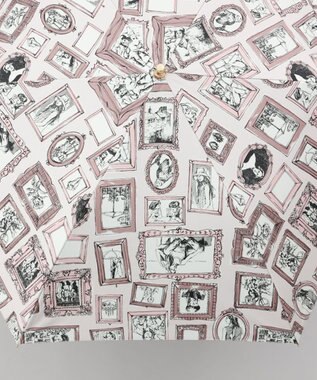 AURORA 【 Beaurance （ビューランス）】プリント額縁柄晴雨兼用傘（折りたたみ傘） ペールピンク