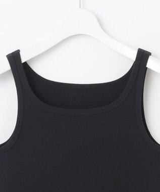 自由区 【洗える】ソフトリブテレコ タンクトップ ブラック