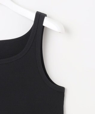 自由区 【洗える】ソフトリブテレコ タンクトップ ブラック