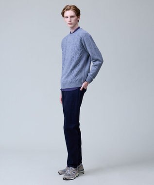 J.PRESS MEN ウール×カシミヤの上質素材【Cash Lamb's Wool】ケーブルクルーネック ニット_25年モデル ブルー系