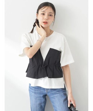 earth music&ecology ビスチェドッキングプルオーバー White×Black