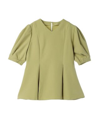 Green Parks AnriettMusee パフスリーブペプラムブラウス Lime Green