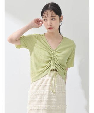 earth music&ecology ポコポコギャザードロストプルオーバー Lime Green