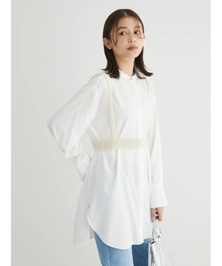 Green Parks イージーケア　比翼ボタンチュニック Off White