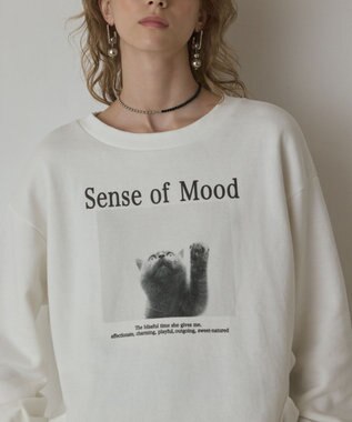 GRACE CONTINENTAL Catphoto裏毛トップ ホワイト