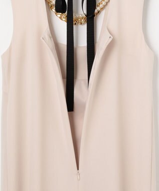 GRACE CONTINENTAL ネックレス付ティアードドレス ベージュ