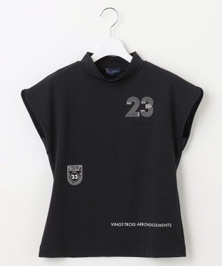 23区GOLF 【WOMEN】新色追加！【吸水速乾/UVカット】フレンチスリーブロゴモックネック ブラック系