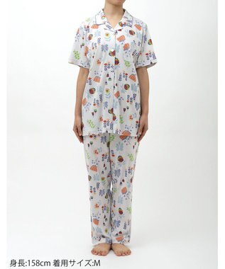 Wing ウイングスリープ パジャマ 5分袖 長ズボン 綿レーヨン天竺素材 レディース EP8024 ウイング／ワコール グレー