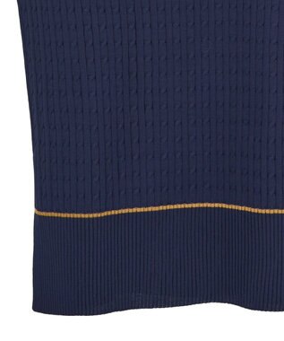Green Parks 裾ラインケーブルニットベスト Navy
