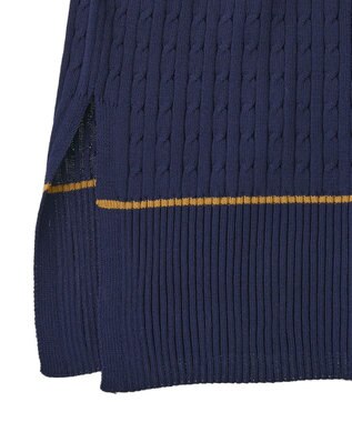 Green Parks 裾ラインケーブルニットベスト Navy