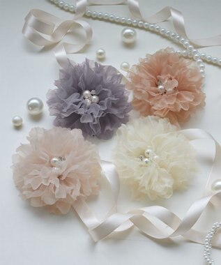 Tiaclasse チュールフラワーコサージュ ライトピンク