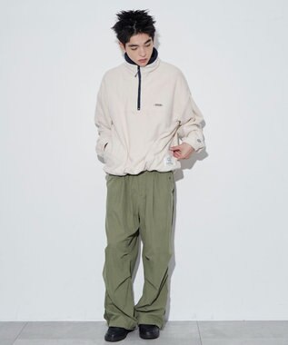 WEGO DISCUSフリースハーフジップPO ホワイトアイボリー