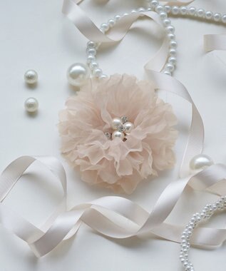 Tiaclasse チュールフラワーコサージュ ライトピンク