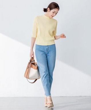 組曲 【前後着用可】MINAレーシーニット カーディガン イエロー系9