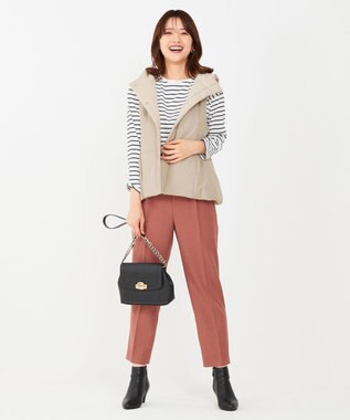 ANY SIS 【洗える】サイドバックルタックテーパード パンツ アプリコットピンク