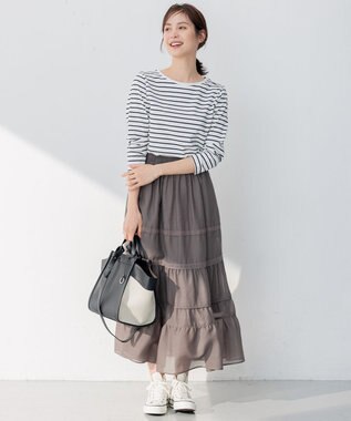 組曲 【洗える】レーシーボイル スカート ライトグレー系