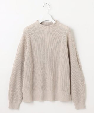 自由区 【洗える】コットンウールミドルゲージプルオーバー ニット ベージュ