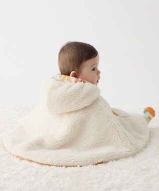 MIKI HOUSE HOT BISCUITS 裏ボアフリース リバーシブル総柄マントギフトセット【BOX付き】 アイボリー