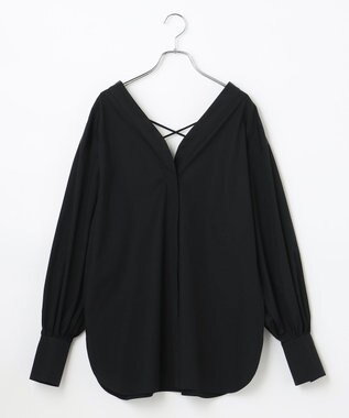 #Newans 【ANSWER for ヘルシーカジュアル】クロスリボンシャツ ブラック系