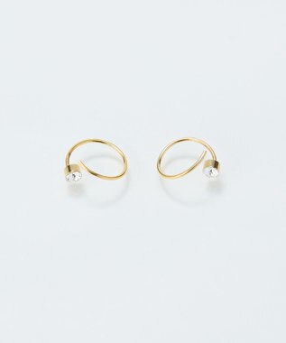 Phoebe 【金属アレルギー対応】ダブルループストーンピアス/ニッケルフリー クリア