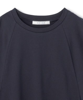 BEIGE， 【洗える】STOCK / オーガニックコットン半袖ギャザートップス Navy