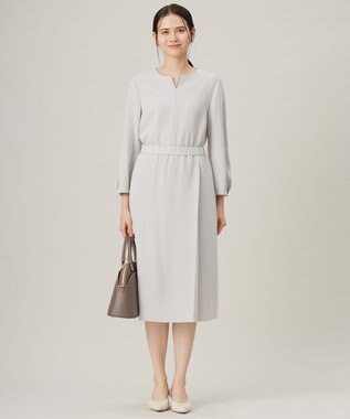 自由区 L 【セットアップ対応・洗える】トリアセダブルクロス ブラウス ライトグレー系