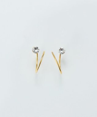 Phoebe 【金属アレルギー対応】ダブルループストーンピアス/ニッケルフリー クリア