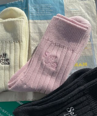 WEGO クラブロゴ刺繍クルーソックス ピンク