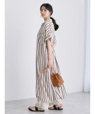 AMERICAN HOLIC 楊柳Ｗポケット開襟ワンピース Stripe