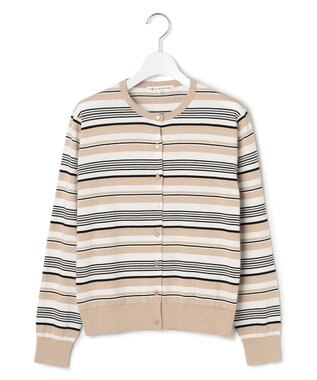 23区 【洗える】プレミアムビオコットン マルチボーダー カーディガン ブラックベース