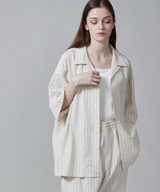  【ユニセックス着用アイテム/手洗い可/SETUP可】リネンレーヨンオープンカラーシャツ（S）