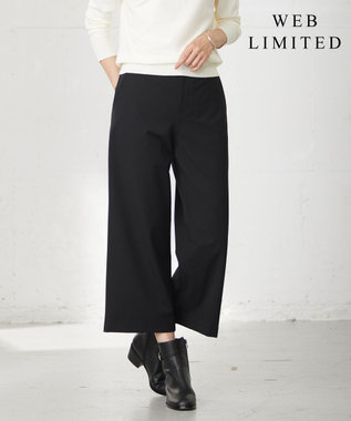 J.PRESS LADIES 【WEB限定カラーあり・洗える】T/Rアルガンシルク ワイド パンツ ブラック系