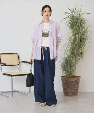 AMERICAN HOLIC ウエストタックシアーストライプシャツ Pink