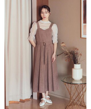 earth music&ecology ベルト付きパネルラインワンピース Brown