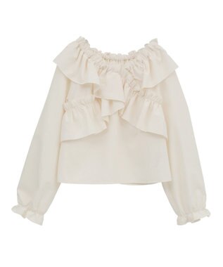 earth music&ecology フリルオフショルブラウス Ivory