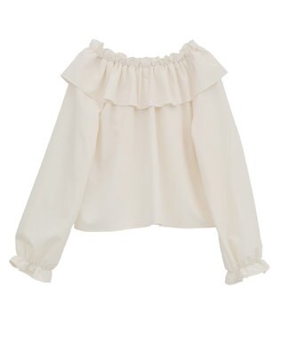earth music&ecology フリルオフショルブラウス Ivory