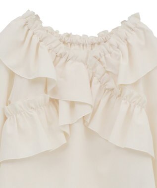 earth music&ecology フリルオフショルブラウス Ivory