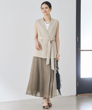 自由区 L 【カタログ掲載】オーガンジープリーツ スカート カーキ