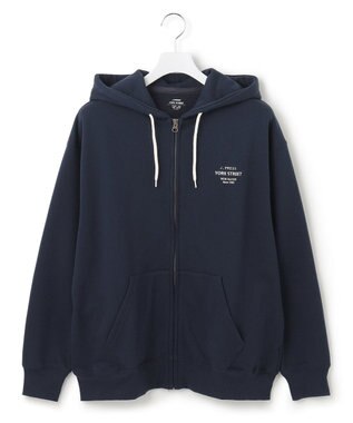 J.PRESS YORK STREET 【UNISEX】フルジップ裏毛ロゴパーカー ネイビー系