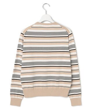 23区 【洗える】プレミアムビオコットン マルチボーダー カーディガン ブラックベース