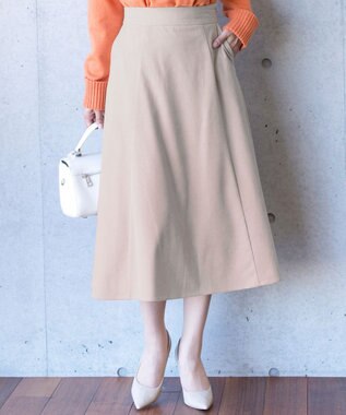 Tiaclasse L 【洗える】大人上品なコーデュロイフレアスカート グレージュ